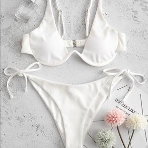 ZAFUL Tie side underwire ribbed bikini